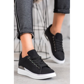 SHELOVET Zapatillas en la plataforma con cuero ecológico negro 1