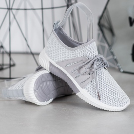 SHELOVET Zapatos elegantes con malla gris 3