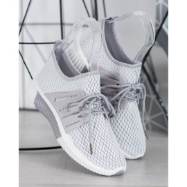 SHELOVET Zapatos elegantes con malla gris 4