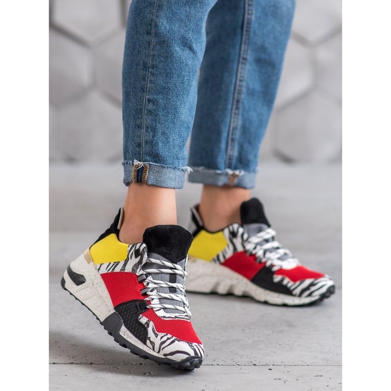 SHELOVET Zapatillas en la plataforma con estampado de cebra multicolor 1 SHELOVET Zapatillas en la plataforma con estampado de cebra multicolor 1