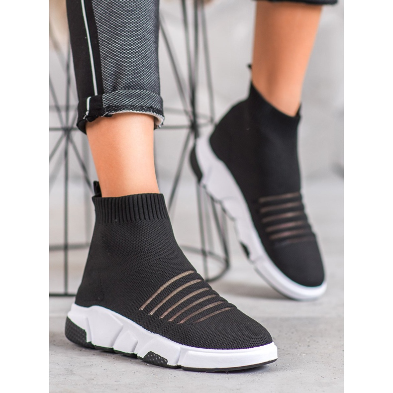 SHELOVET Zapatos sin cordones con malla negro 1