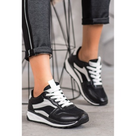 SHELOVET Zapatos negros atados blanco 2