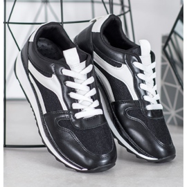 SHELOVET Zapatos negros atados blanco 1