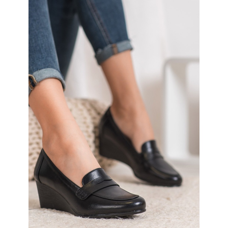 Mocasines VINCEZA con cuña negro 2