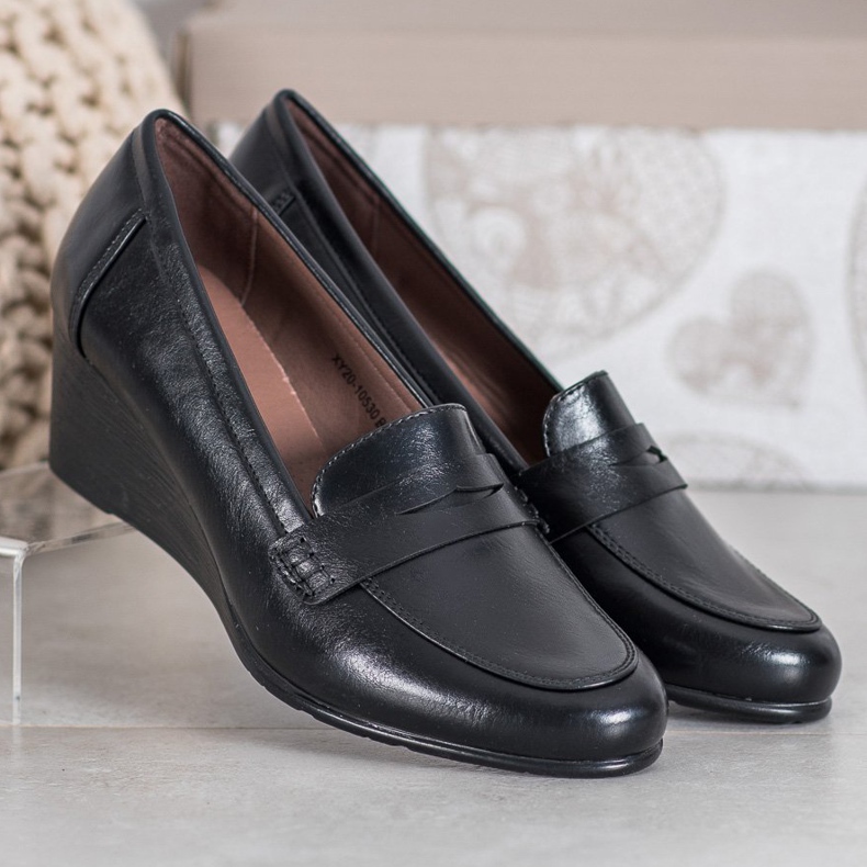 Mocasines VINCEZA con cuña negro 1