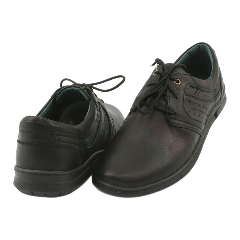 Riko 870 zapatos para hombres cuero cómodo negro 4