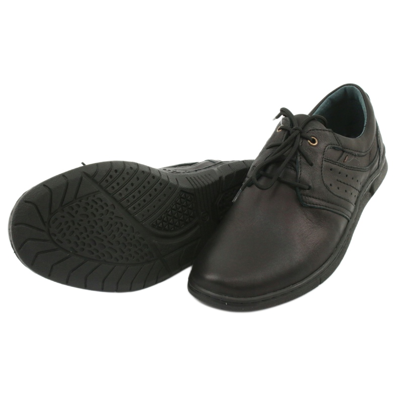 Riko 870 zapatos para hombres cuero cómodo negro 5