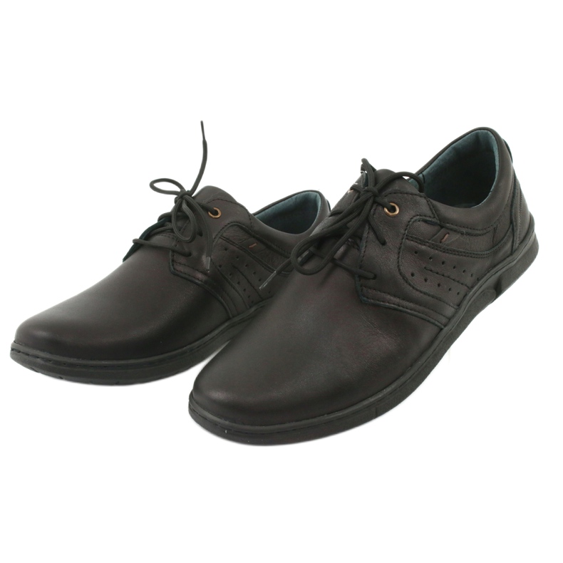 Riko 870 zapatos para hombres cuero cómodo negro 3