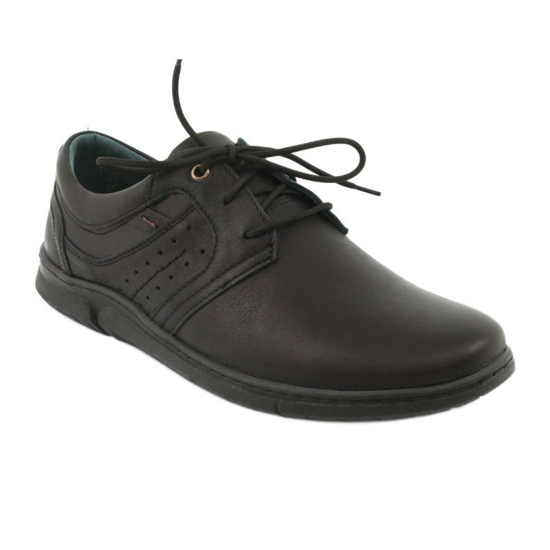 Riko 870 zapatos para hombres cuero cómodo negro 1