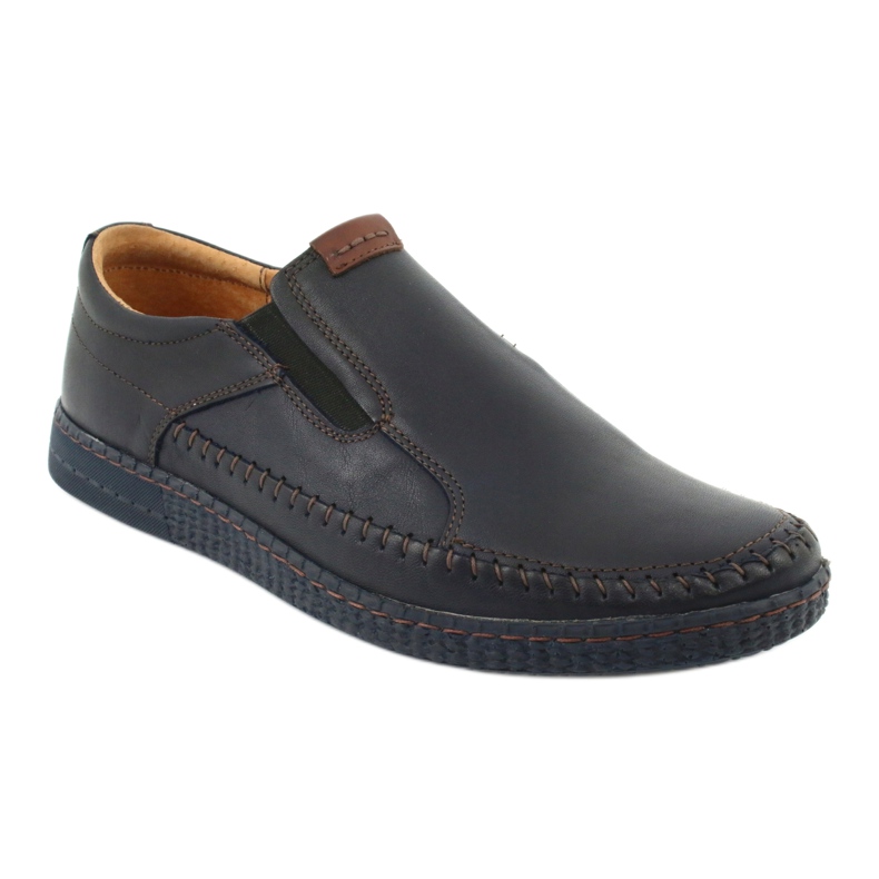Riko Mocasadores de cuero para hombres 913 azul marino 1