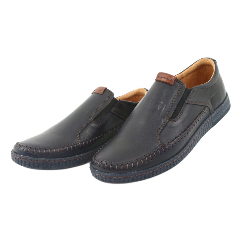 Riko Mocasadores de cuero para hombres 913 azul marino 3