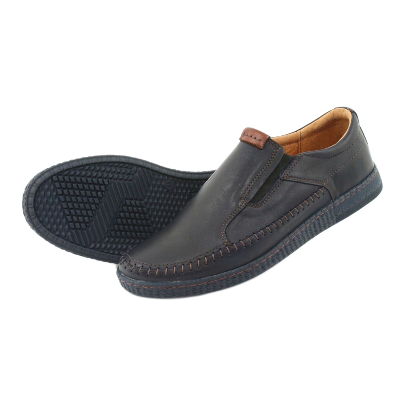 Riko Mocasadores de cuero para hombres 913 azul marino 5