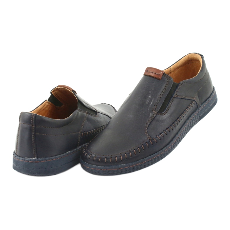 Riko Mocasadores de cuero para hombres 913 azul marino 4