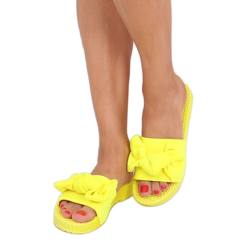 Zapatillas de mujer amarillas con lazo YQ225P Fluoresceína amarillo 1