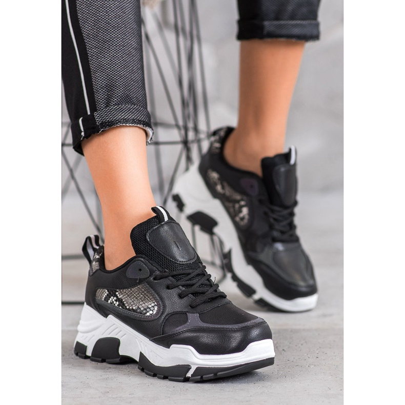 Bella Paris Zapatillas de cuero ecológico negro multicolor 1