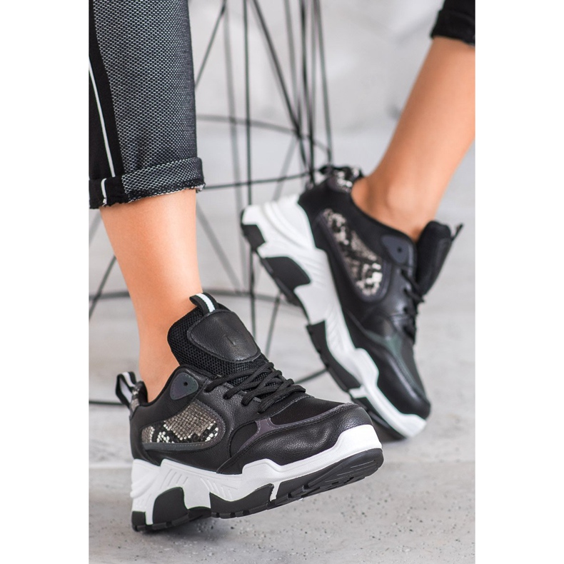 Bella Paris Zapatillas de cuero ecológico negro multicolor 2