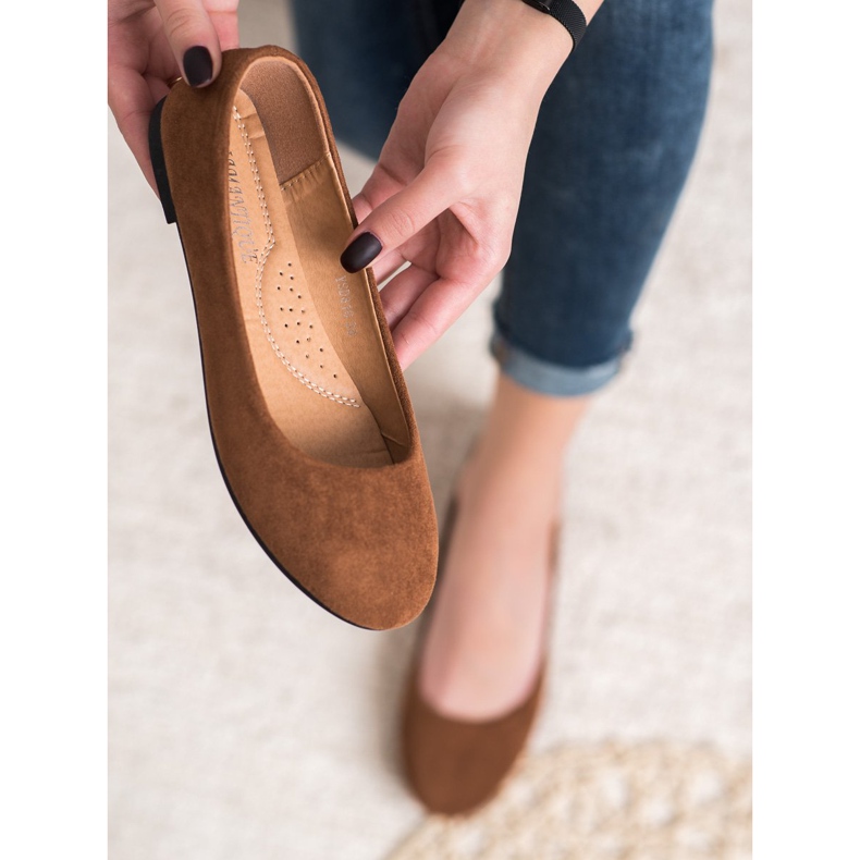 Diamantique Bailarinas Clásicas de Ante marrón 1