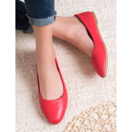 SHELOVET Bailarina Clásica de Cuero Ecológico rojo 2