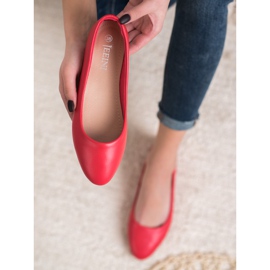 SHELOVET Bailarina Clásica de Cuero Ecológico rojo 3