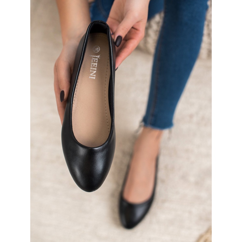 SHELOVET Bailarina Clásica de Cuero Ecológico negro 1