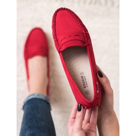 Goodin Mocasines textiles clásicos rojo 3