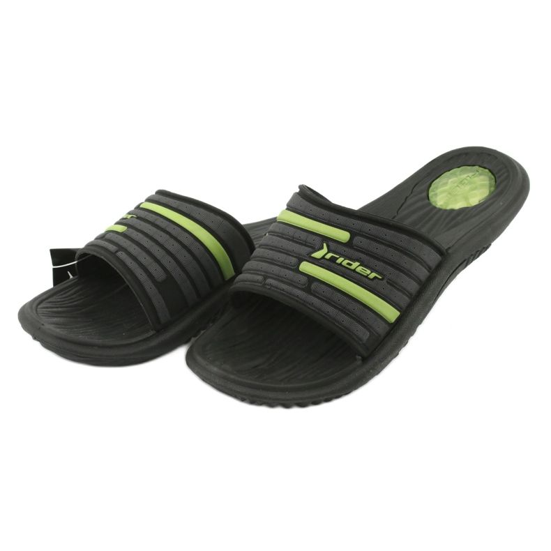 Zapatillas de piscina para hombre Rider 82735 negro / verde gris 2