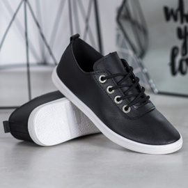 SHELOVET Zapatillas elegantes con cuero ecológico negro 3