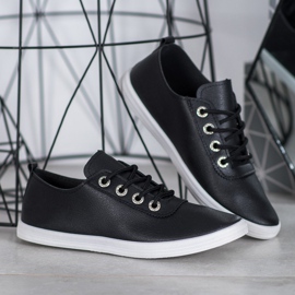 SHELOVET Zapatillas elegantes con cuero ecológico negro 4