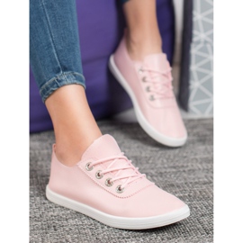 SHELOVET Zapatillas elegantes con cuero ecológico rosado 4