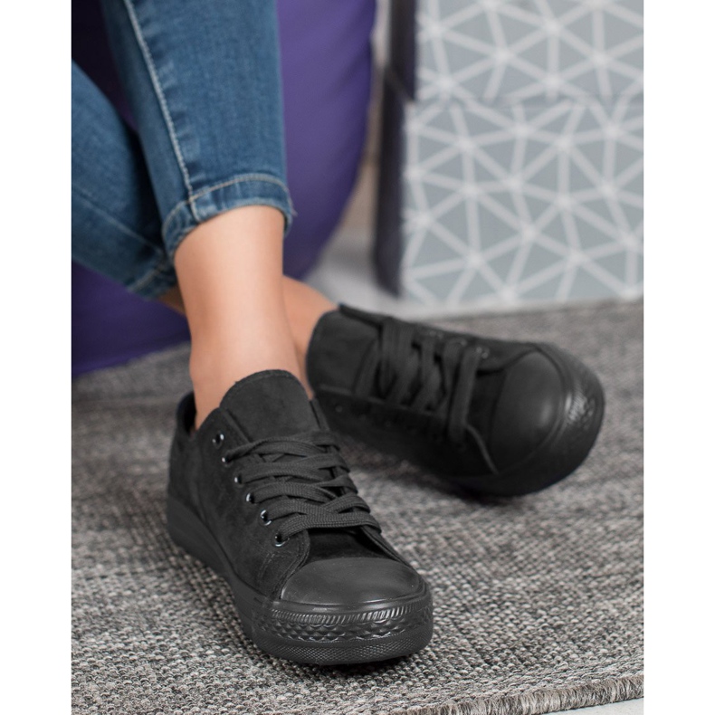 SHELOVET Zapatillas de gamuza negro 1