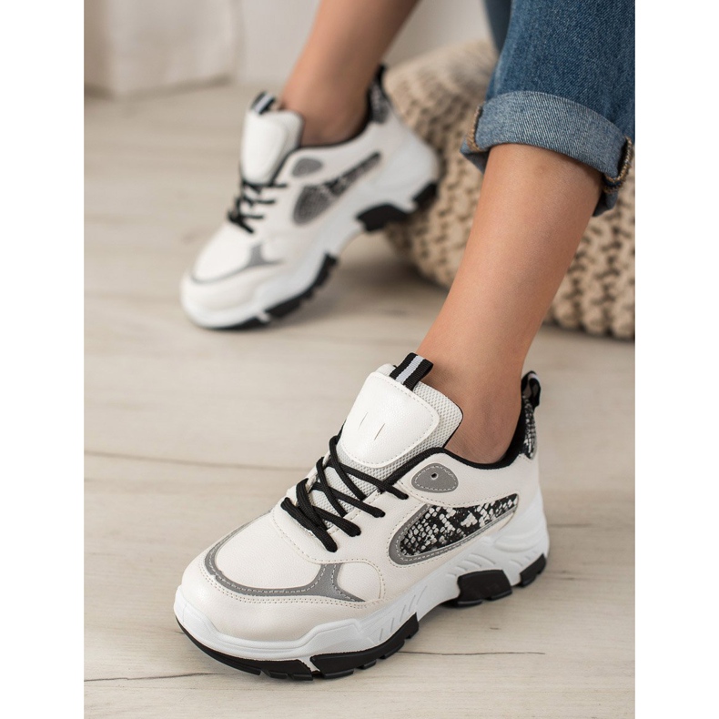 Bella Paris Zapatillas de cuero ecológico blanco multicolor 1