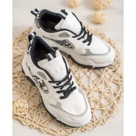 Bella Paris Zapatillas de cuero ecológico blanco multicolor 4
