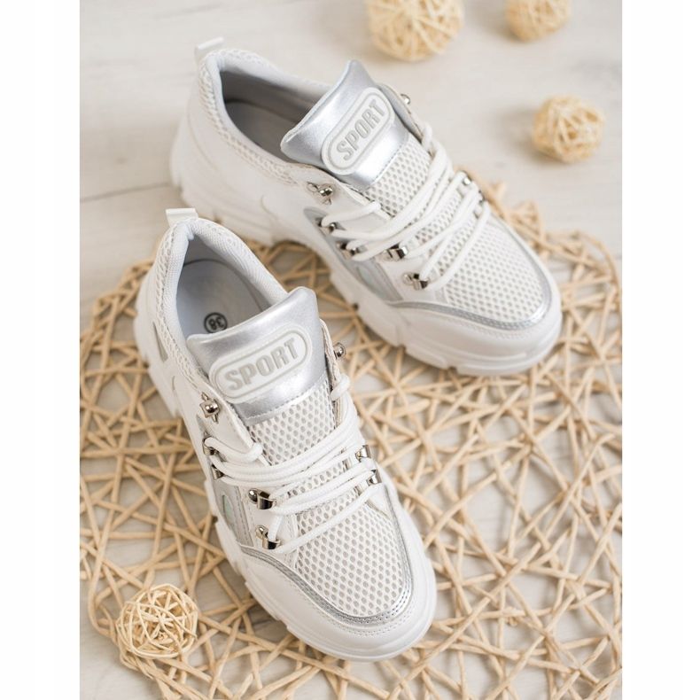 Bella Paris Zapatillas de moda con malla blanco 1