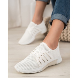 SHELOVET Zapatos elegantes con malla blanco 3