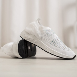 SHELOVET Zapatos sin cordones con cristales blanco 1
