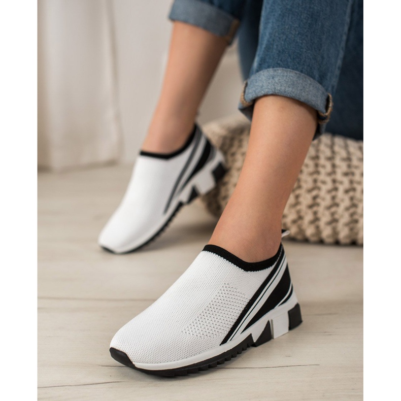 SHELOVET Zapatos sin cordones con malla blanco negro 1