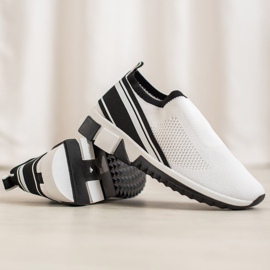 SHELOVET Zapatos sin cordones con malla blanco negro 2
