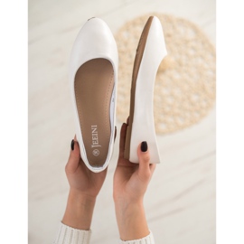 SHELOVET Bailarina Clásica de Cuero Ecológico blanco 3