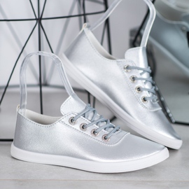 SHELOVET Zapatillas elegantes con cuero ecológico gris 4