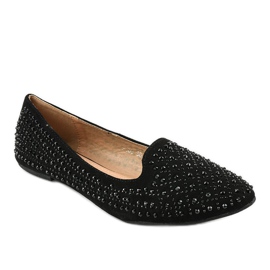 Mocasines bailarina negros decorados con F160 1