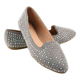 Mocasines bailarina grises decorados con F160 3