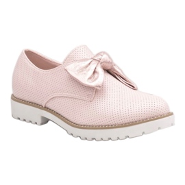 Zapatos sin cordones rosas con lazo RS-WED2 rosado 1