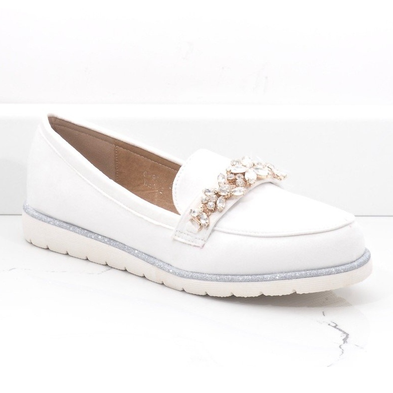 Zapatos sin cordones blancos con circonita G-9237 1