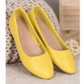 SHELOVET Bailarina Clásica de Cuero Ecológico amarillo 2