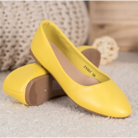 SHELOVET Bailarina Clásica de Cuero Ecológico amarillo 3