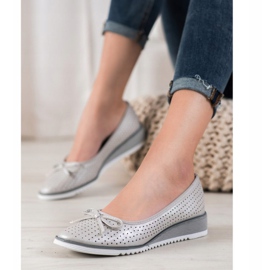 Goodin Bombas de cuña caladas gris 3