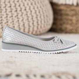 Goodin Bombas de cuña caladas gris 4