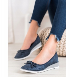 Goodin Bombas de cuña caladas azul 2