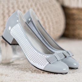 Goodin Bombas Caladas Con Lazo blanco gris 3