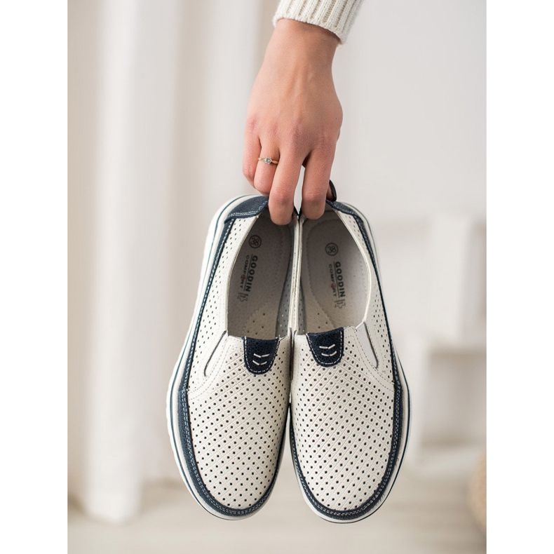Goodin Zapatos de cuero ligero blanco 1